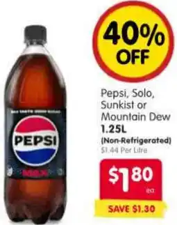Spar Pepsi, Solo, Sunkist or Mountain Dew offer