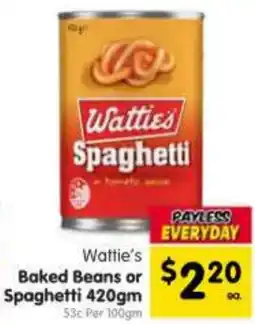 Spar Wattie's Baked Beans or Spaghetti offer