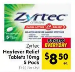 Spar Zyrtec Hayfever Relief Tablets offer