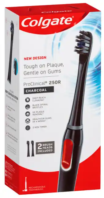 BIG W Colgate proclinical 250r charcoal rechargeable electric toothbrush + 2 brush heads offer