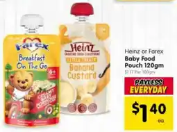Spar Heinz or Farex Baby Food Pouch offer