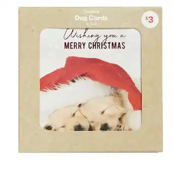 BIG W Christmas dogs square cards 12 pack offer