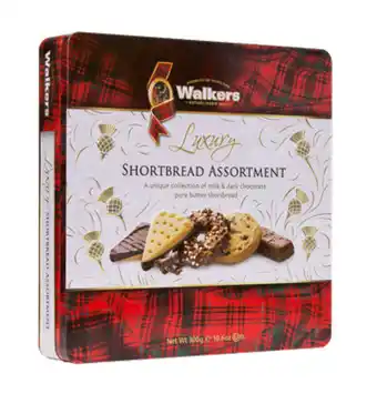 BIG W Walkers luxury chocolate shortbread assortment tin 300g offer