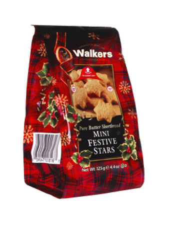 Walkers mini shortbread festive stars 125g
