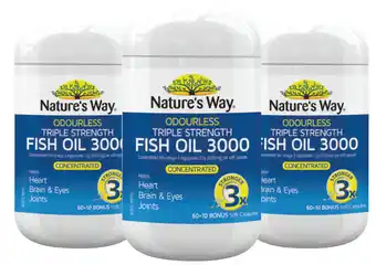 Direct Chemist Outlet Nature's way odourless triple strength fish oil 3000 70 capsules offer