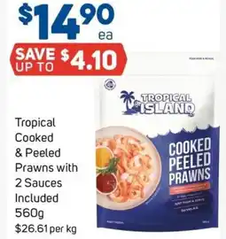 Foodland Tropical Cooked & Peeled Prawns with 2 Sauces offer
