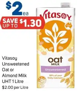 Foodland Vitasoy Unsweetened Oat or Almond Milk offer