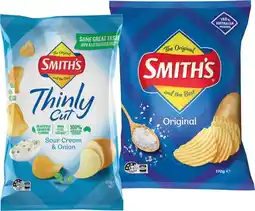 IGA Smith’s Crinkle Cut Chips 150‑170g or Thinly Cut Chips 175g Selected Varieties offer