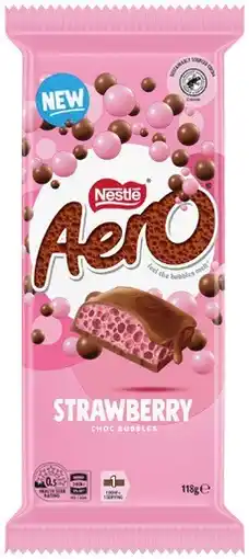 IGA Nestlé Aero Strawberry Choc Bubbles Chocolate Block 118g offer