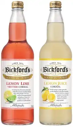 IGA Bickford’s Cordial 750mL Selected Varieties offer