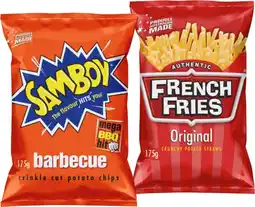 IGA French Fries or Samboy Potato Chips 175g Selected Varieties offer