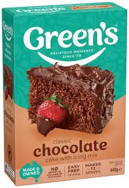IGA Green’s Baking Mix 380‑470g, Pudding Mix 260g or Pancake Shake 325g Selected Varieties offer
