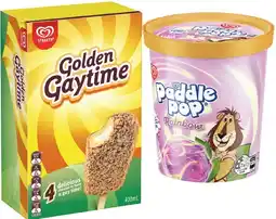 IGA Streets Golden Gaytime Ice Cream 4 Pack or Gaytime or Paddle Pop 1 Litre Selected Varieties offer