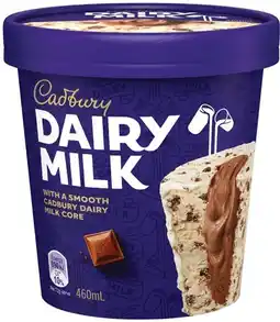IGA Cadbury Ice Cream Tub 460mL Selected Varieties offer