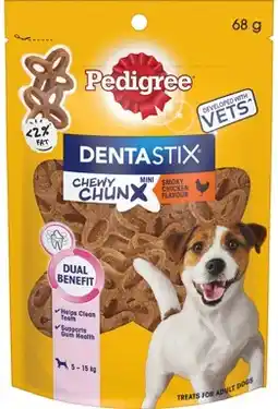 IGA Pedigree Dentastix Chewy Chunx Mini or Maxi Dog Treats 68g offer