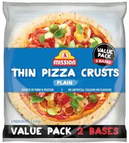 IGA Mission Thin Pizza Crusts 2 Pack Selected Varieties offer