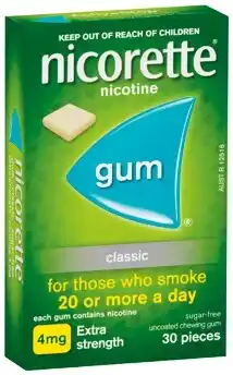 IGA Nicorette Quit Smoking Nicotine Gum Classic 30 Pack Selected Varieties offer