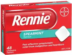 IGA Rennie Spearmint Flavour Indigestion & Heartburn Tablets 48 Pack offer