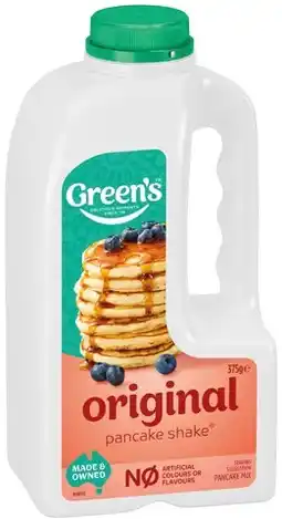 IGA Green’s Pancake Shake Original 375g or Gluten Free 300g offer