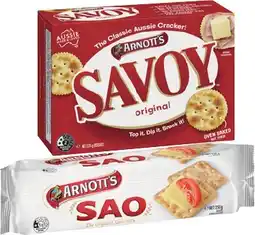 IGA Arnott’s Savoy 170-225g Clix or Sao 250g Selected Varieties offer