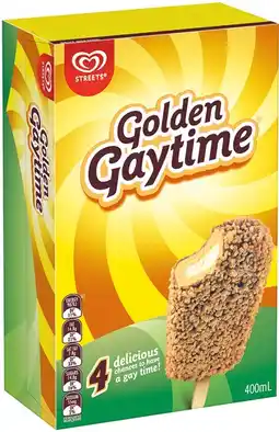 IGA Streets Golden Gaytime Ice Cream 4 Pack or Tub 1 Litre Selected Varieties offer