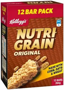 IGA Kellogg’s Nutri-Grain Original Bars or LCMs Bars 12 Pack Selected Varieties offer