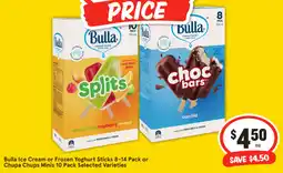 IGA Bulla Ice Cream or Frozen Yoghurt Sticks 8-14 Pack or Chupa Chups Minis 10 Pack Selected Varieties offer
