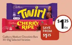 Foodworks Cadbury Medium Chocolate Bars Selected Varieties offer