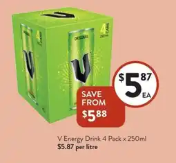 Foodworks V Energy Drink 4 Pack offer