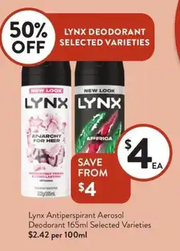 Foodworks Lynx Antiperspirant Aerosol offer