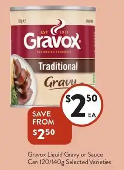Foodworks Gravox Liquid Gravy or Sauce Can Selected Varieties offer