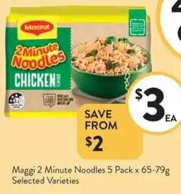 Foodworks Maggi 2 Minute Noodles 5 Pack Selected Varieties offer