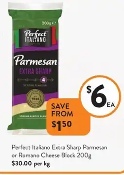 Foodworks Perfect Italiano Extra Sharp Parmesan or Romano Cheese Block offer
