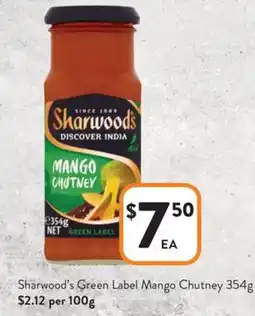 Foodworks Sharwood's Green Label Mango Chutney offer