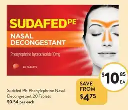Foodworks Sudafed PE Phenylephrine Nasal Decongestant 20 Tablets offer