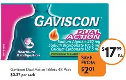 Foodworks Gaviscon Dual Action Tablets 48 Pack offer