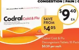Foodworks Codral Cold & Flu Decongestant Tablets 16 Pack offer