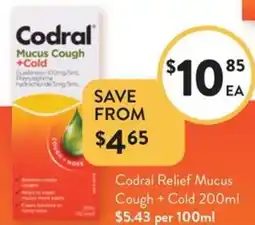 Foodworks Codral Relief Mucus Cough + Cold offer