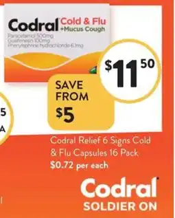 Foodworks Codral Relief 6 Signs Cold & Flu Capsules 16 Pack offer
