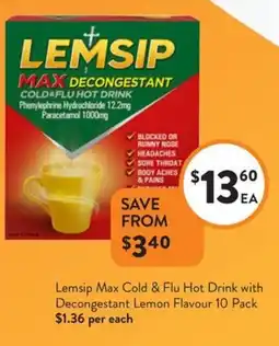 Foodworks Lemsip Max Cold & Flu Hot Drink with offer