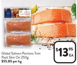 Foodworks Global Salmon Portions Twin Pack Skin On offer