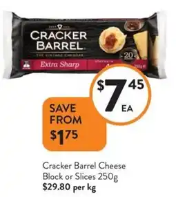 Foodworks Cracker Barrel Cheese Block or Slices offer