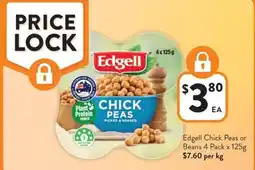 Foodworks Edgell Chick Peas or Beans 4 Pack offer