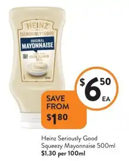 Foodworks Heinz Seriously Good Squeezy Mayonnaise offer