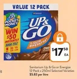 Foodworks Sanitarium Up & Go or Energize 12 Pack offer
