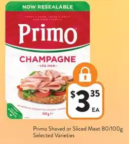 Foodworks Primo Shaved or Sliced Meat Selected Varieties offer