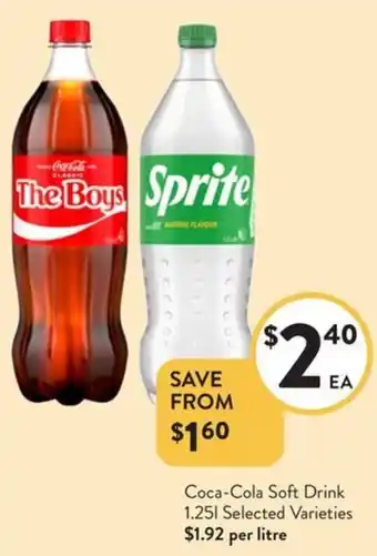 Foodworks Coca-Cola Soft Drink Selected Varieties offer
