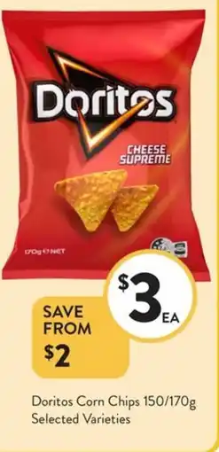 Foodworks Doritos Corn Chips Selected Varieties offer