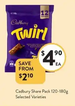 Foodworks Cadbury Share Pack Selected Varieties offer