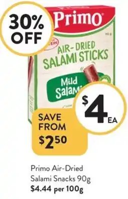 Foodworks Primo Air-Dried Salami Snacks offer
